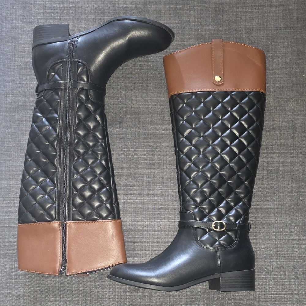 Karen Scott Black and Brown Quilted Ankle Booties
